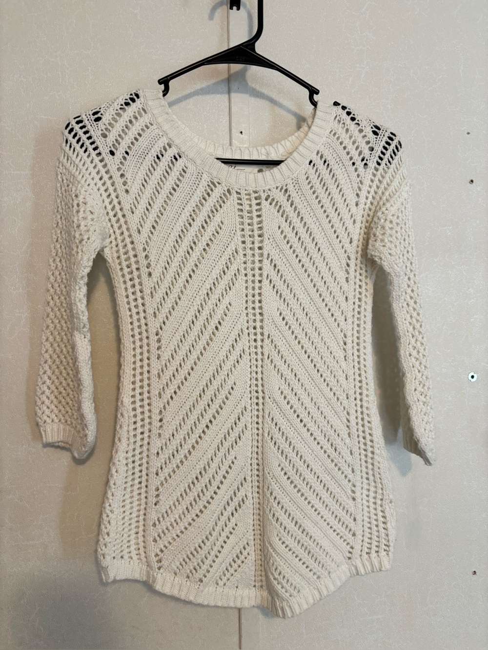 Andrea Jovine |Cream Open-Weave Scoop Neck Sweater | Size XS
